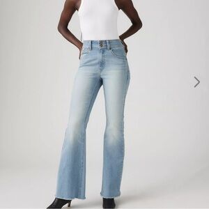 Women's Levi's 726 Flare Light Wash Denim Blue Jeans 26 NEW Raw Hem 32 Inseam